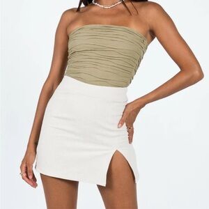 LIONESS Linen Mini Skirt - “Lola Mini Skirt” in Oatmeal, Princess Polly- Size XS